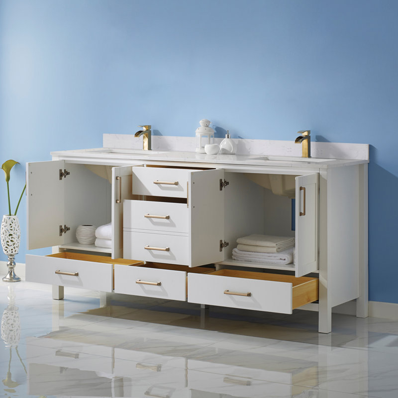 Ensemble de meuble-lavabo double 72 po Shannon, Blanc