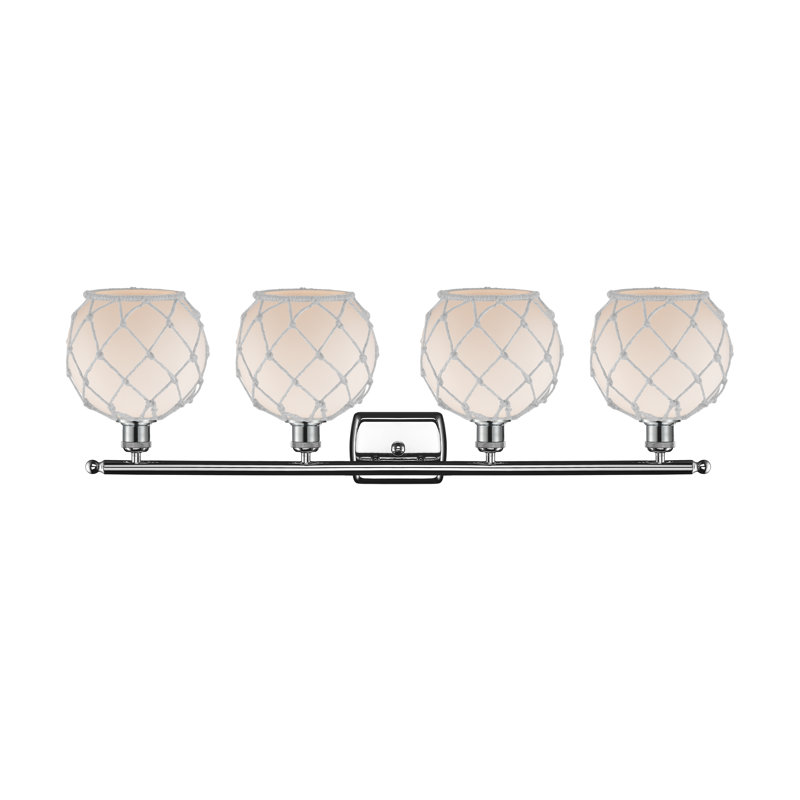 Larochelle 4 - Light Dimmable Vanity Light, 60 Watt Vintage Incandescent Bulb, White/Off White, Polished Chrome
