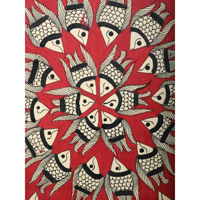 Plusieurs poissons - art mandla | Madhubani, peinture sur papier fait à la main