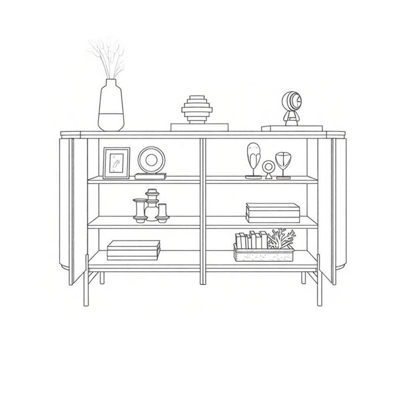 Multi-functional adjustable storage sideboard, Green