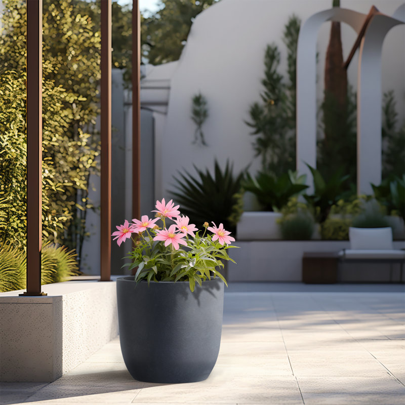 Pot à fleurs en béton Karola, Gris granit, H 15,5 po x l 17 po x P 17 po