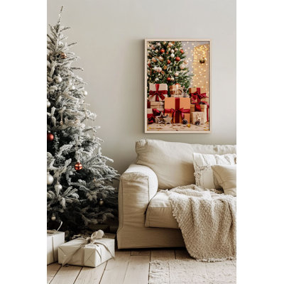 Festive Christmas Decorative Framed Painting, 13.0 x 19.0 inches | 100% Solid Wood Frame (Thickness: 0.8 inches), 100% MDF Artwork | Digital Printing for Vibrant Colors, Perfect Holiday Wall Decor for Home & Office