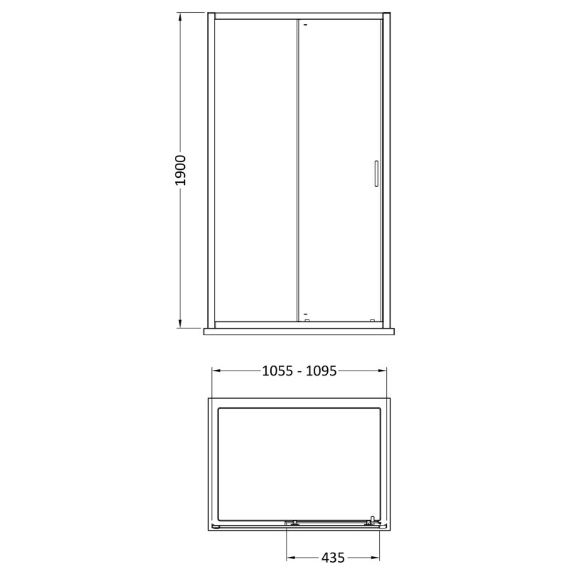 Rene 1900 x 1100mm Sliding Shower Door, Brushed Brass