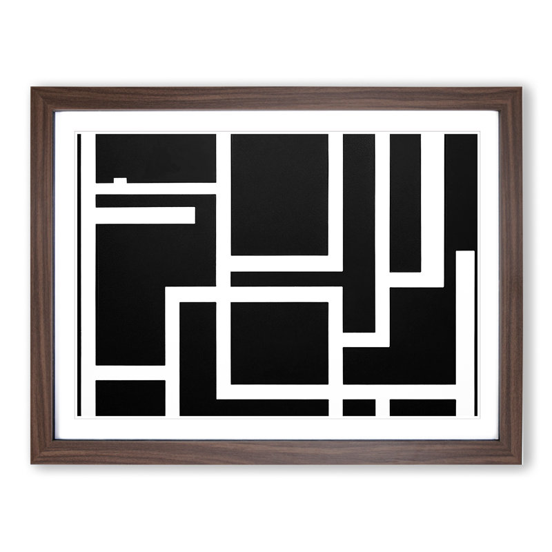 Cubism Abstract - Framed Print, 46cm H x 64cm W x 2cm D, Walnut