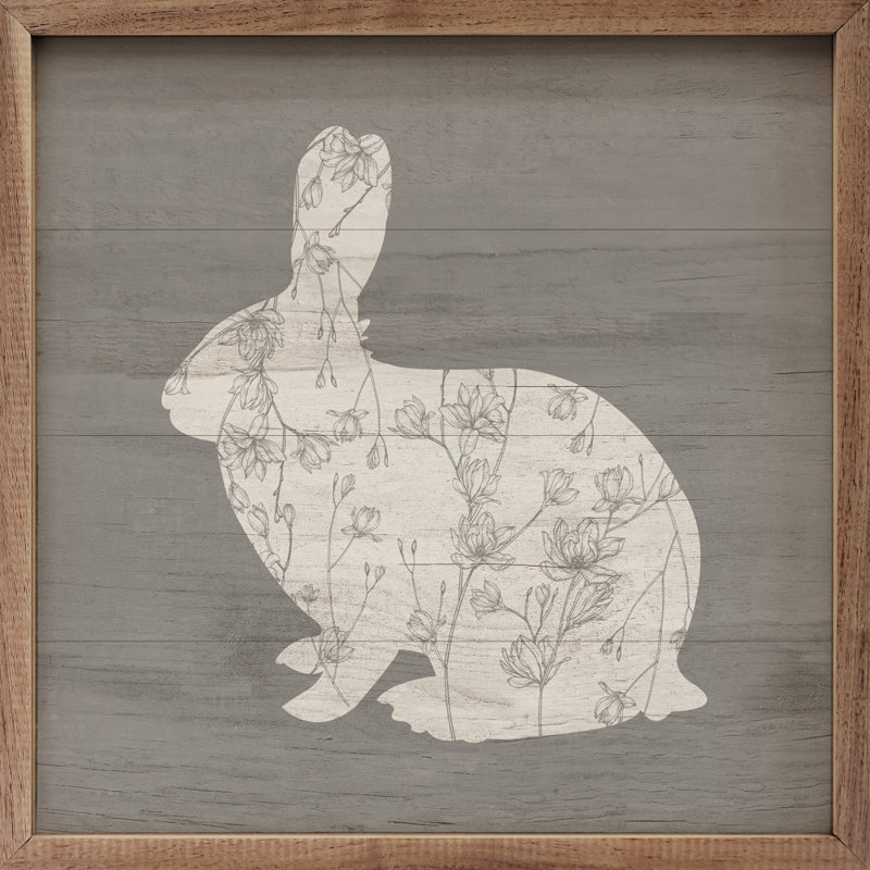 Floral lapin gris, H 4 po x l 4 po x P 1 po
