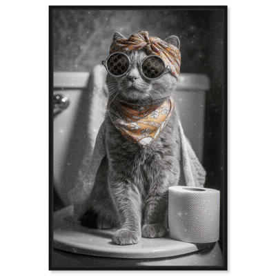 Reproduction sur toile de chat, écharpe de toilette et salle de bain par Art Remedy