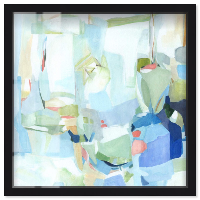 Décoration murale d'été Tranquil Blues Shadowbox par Art Remedy, H 21 po x l 21 po, Noir