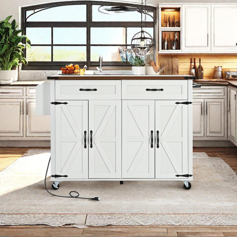 Babajide Wood Kitchen Cart, White
