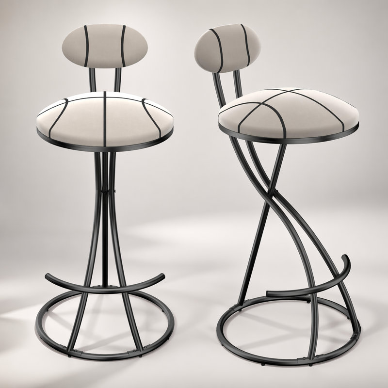 Ensemble de 2 tabourets de bar rembourrés avec tabourets de bar à hauteur de comptoir et chaises de bar modernes en velours pour îlot de cuisine et salon (noir et rayé)