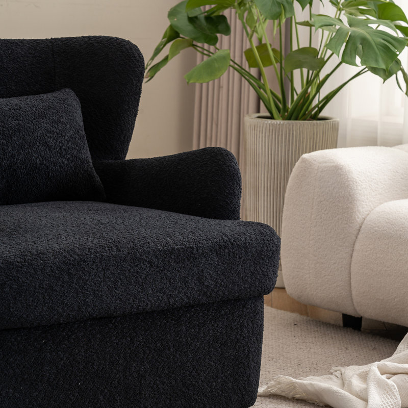 Chaise pivotante rembourrée en cuir synthétique, Black Teddy Velvet