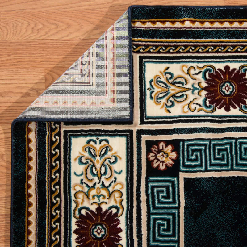 Tapis bleu/brun zone Ravenstein, 5 pi 3 po x 7 pi 2 po