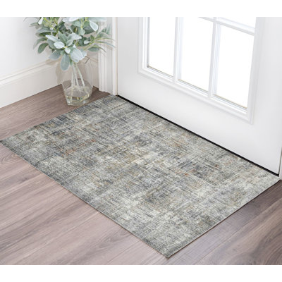Tapis abstrait gris et orange ivoire 2 pi x 3 pi