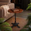 Table de bistro ronde vintage, plateau en pin massif, piètement en fonte à quatre pattes pointues, noire
