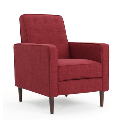 Dupe Manual Reclining Chair, Button Tufted Design, Red Polyester