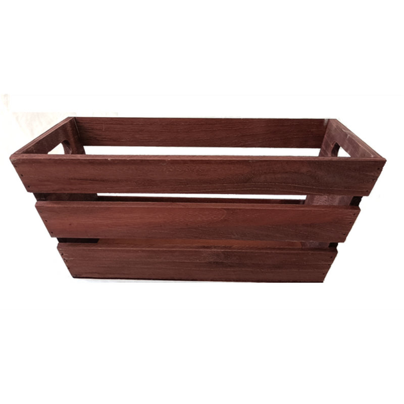 Rustic Brown Wooden Rectangular Tapered Storage Crate