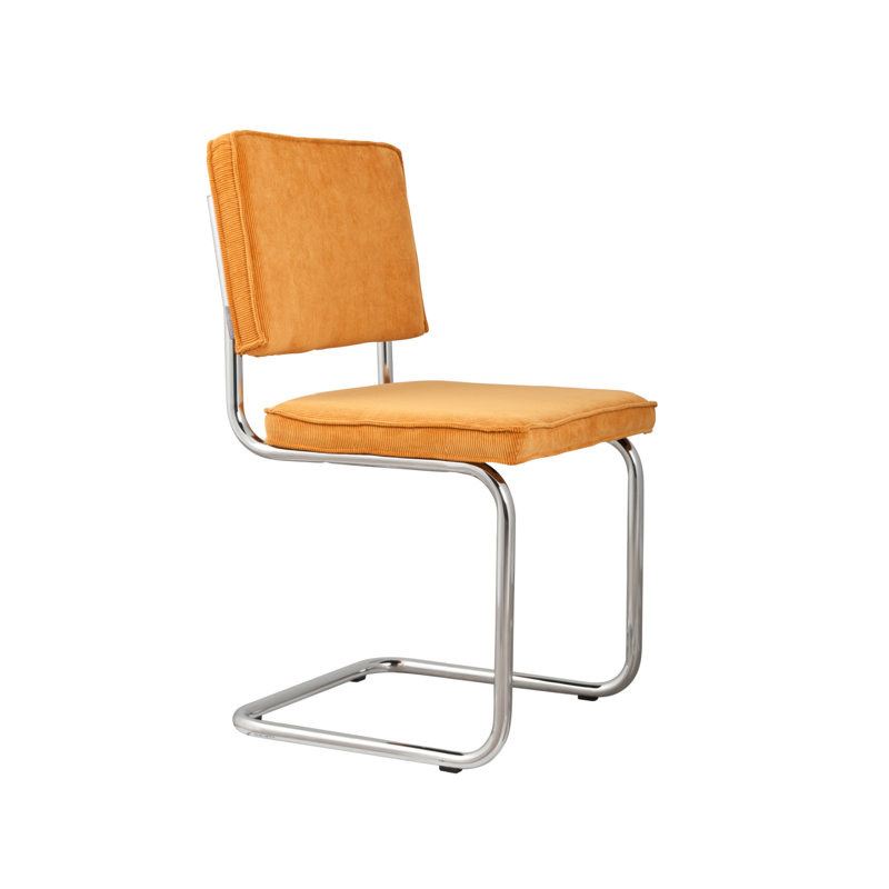 Chaise en porte-à-faux rembourrée en tissu, Jaune