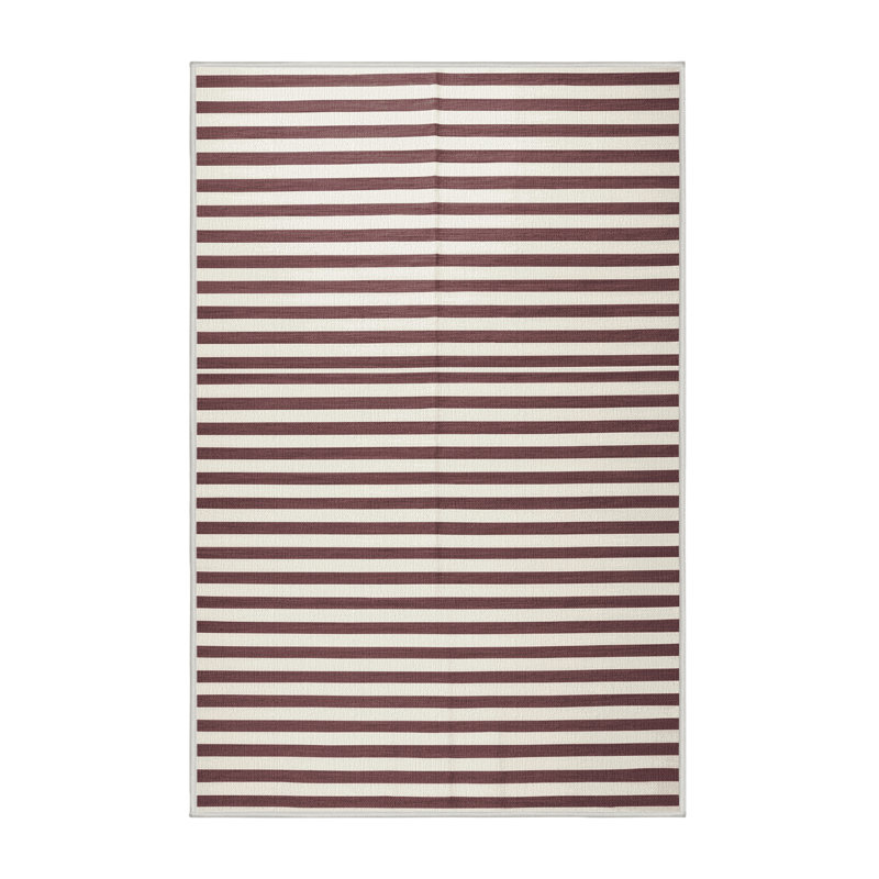 Tapis beige à rayures horizontales lavable à la machine, Rectangle 6 pi x 9 pi