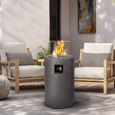 Colonne de feu au propane sans fumée H 30 po x l 20 po, foyer extérieur au gaz de 50 000 BTU avec pare-vent en verre, roches en verre pour patio extérieur