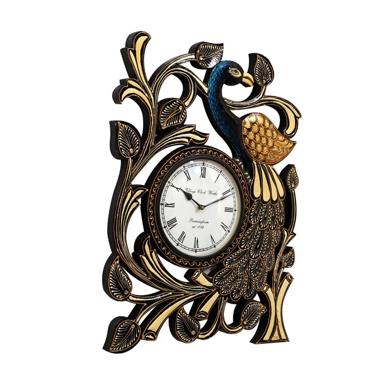 Peacock design rustic wall clock (20 x 18 Inches) - Punam Metalcrafts