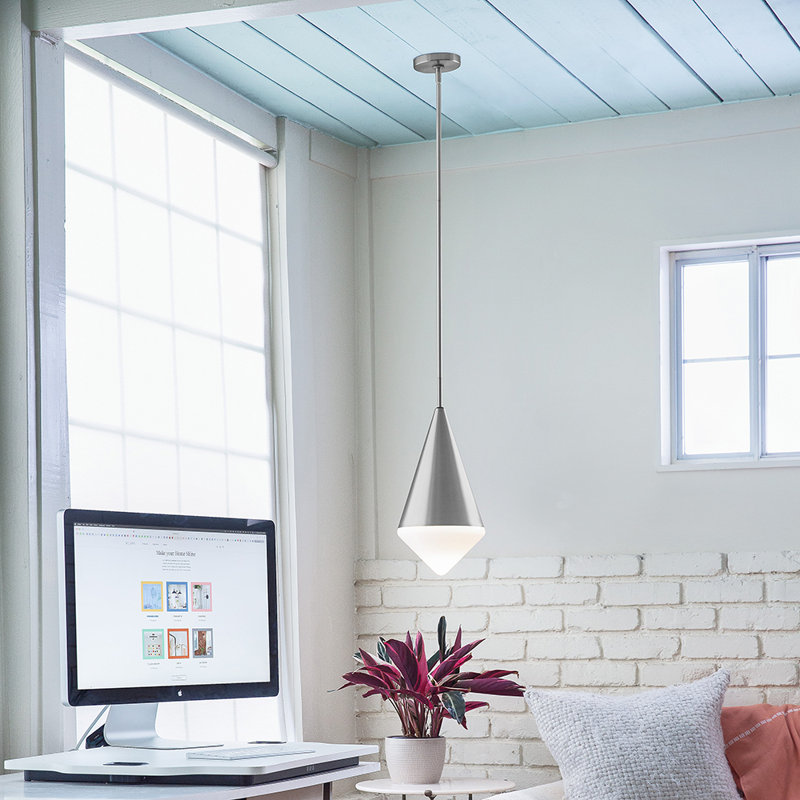 Luminaire suspendu simple à 1 lumière Gilroy, Nickel poli