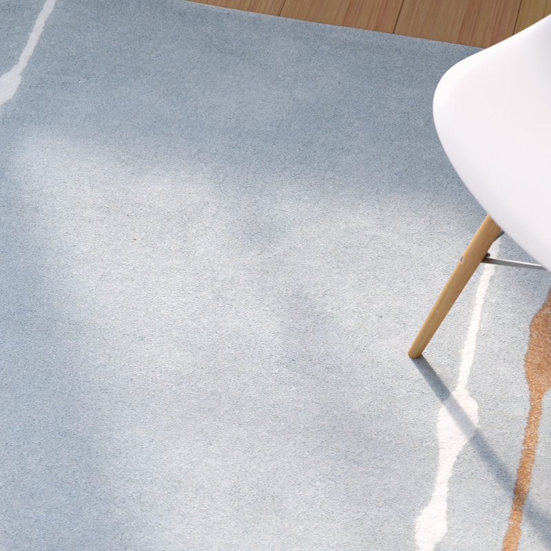 Alexzander Hand-Tufted Wool Blue Area Rug, Rectangle 3'6" x 5'6"
