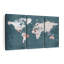 «Steel Blue World Map», reproduction sur toile-1409225198