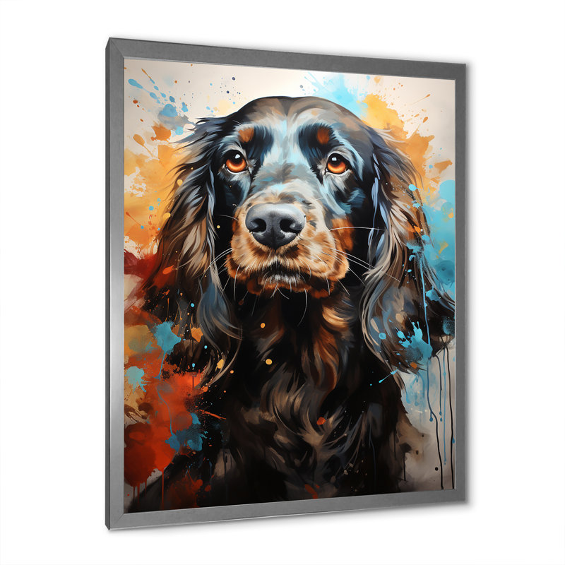Cocker Spaniel I, reproduction sur toile, Cadre simple argenté, H 40 po x l 30 po x P 1,5 po