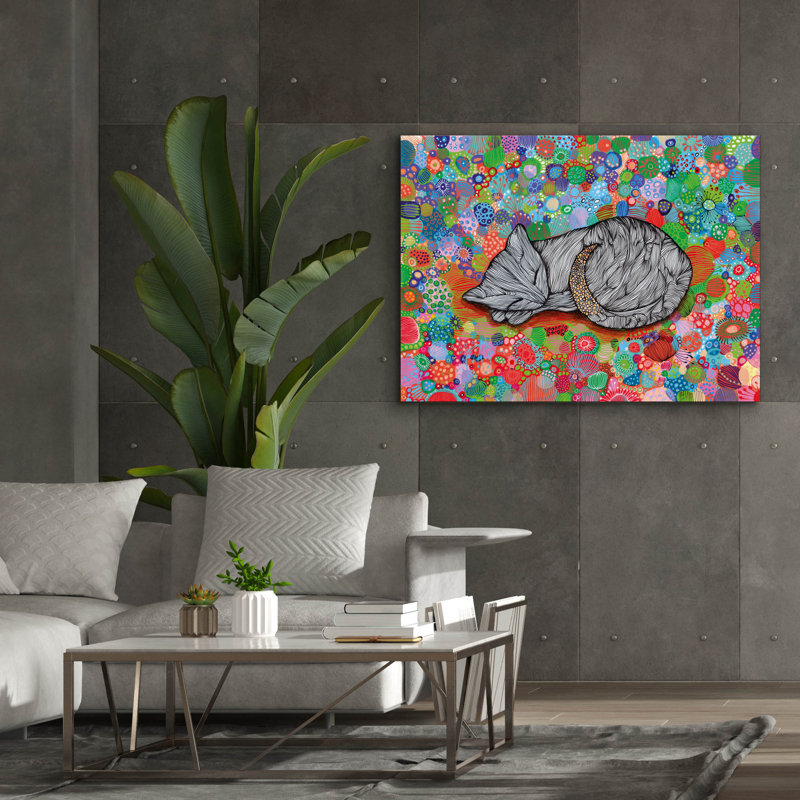 «Sleepy Cat2» par Noemi Ibarz, reproduction d'art sur toile, H 40 po x l 54 po x P 1,5 po
