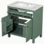 30-inch Bathroom Dressing Table with Ceramic Basin, Green Single Bathroom Cabinet, with 2 Doors and Shelves, Door