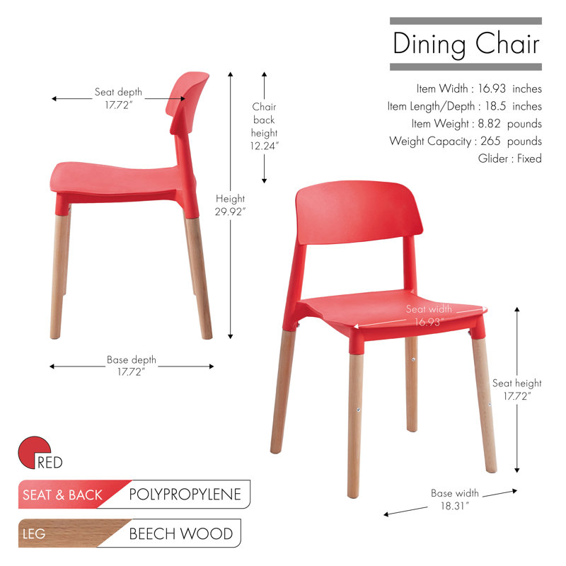 Chaise empilable Adalyn, Rouge