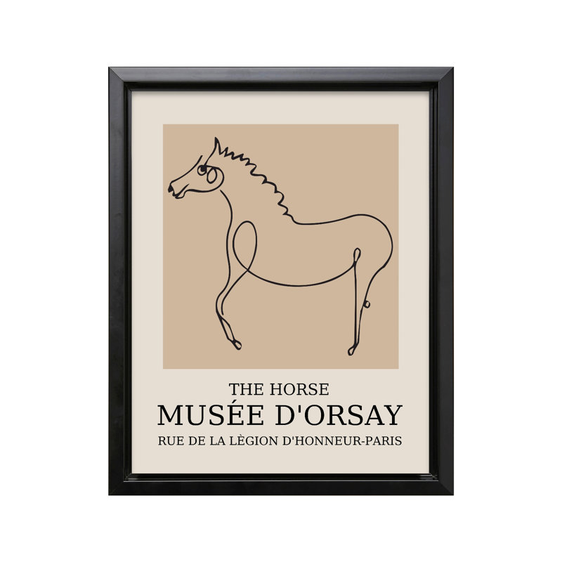 Picasso - Le cheval, Cadre noir, Canevas, H 24 po x l 32 po