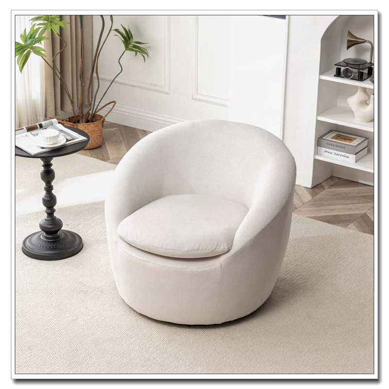Fauteuil demi-tonneau, pivotant à 360 °, Beige