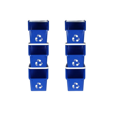 Sturdy Essentials Multi Bin Recycling System With Six Stackable 6 Gallon Recycle Bins To Build Your Recycling Center For Offices, Kitchen, Garages, Businesses- (blue, 6 Pack)