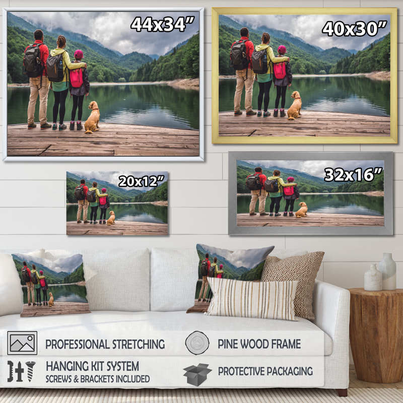 «Family Outing Adventure» sur toile, Cadre simple blanc, H 12 po x l 20 po x P 1 po