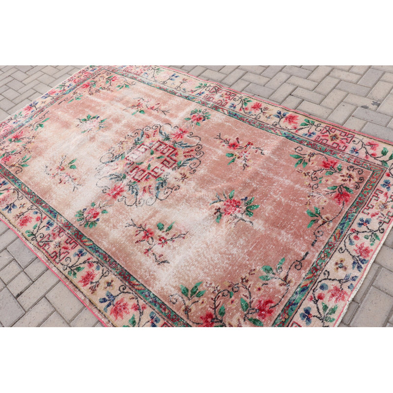 Grand tapis rétro turc Oushak: tapis de salon extérieur brun au motif tribal surdimensionné - 8183