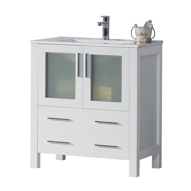 Meuble-lavabo simple 30 po avec lavabo, Blanc
