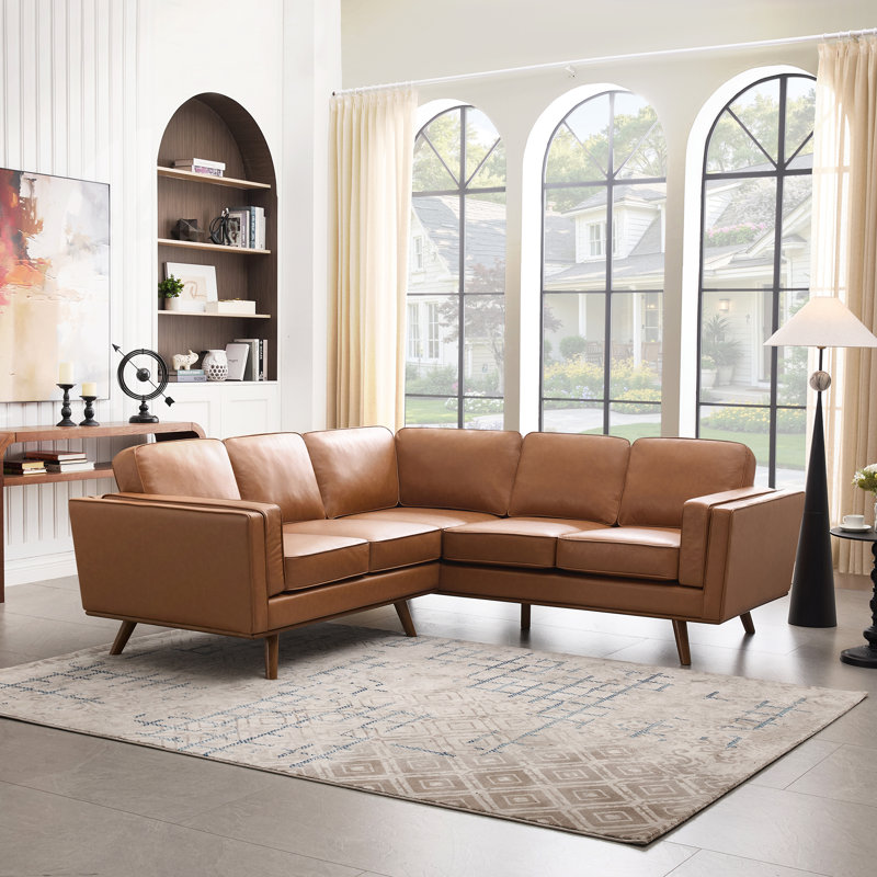 Inayat 2-Piece 89''W L Shape Corner Sectional, Coffee Brown
