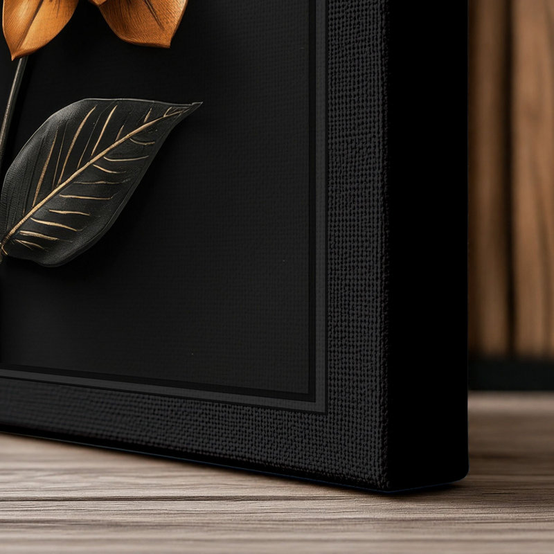 Gilded Stem Botanical - Wrapped Canvas, 24x16 - 61.0 x 40.6 cm, Black Border