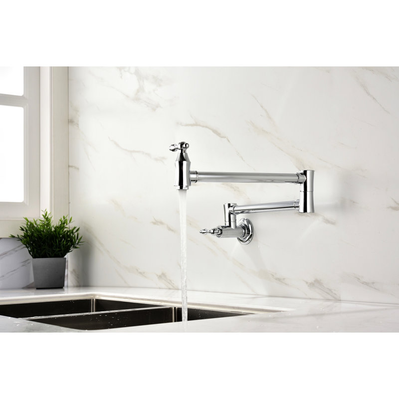 Robinet de robinet en laiton pour robinet - Fixation murale, bras pour une utilisation pratique, poignées doubles pour réguler le débit d'eau uniformément, éclateur - Aérateur inclus