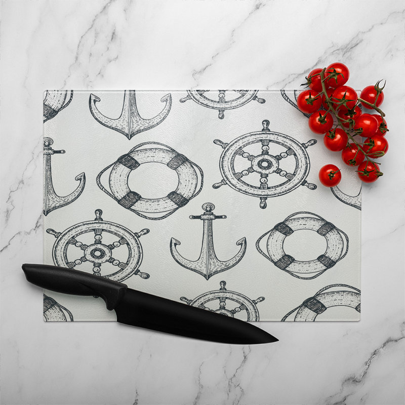Anchor & Wheel Glass Chopping Board