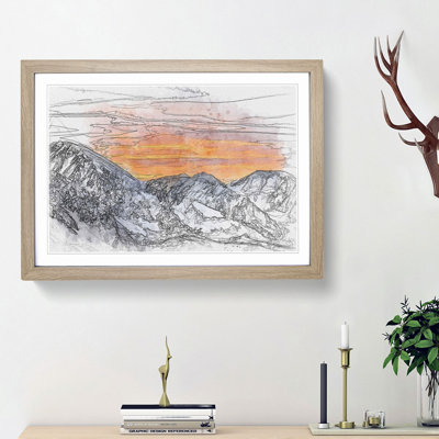 Snowy Mountain Under the Sun in Abstract - Picture Frame Graphic Art Print