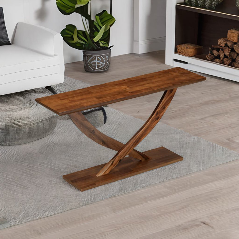 Console avec pieds croisés, Brun