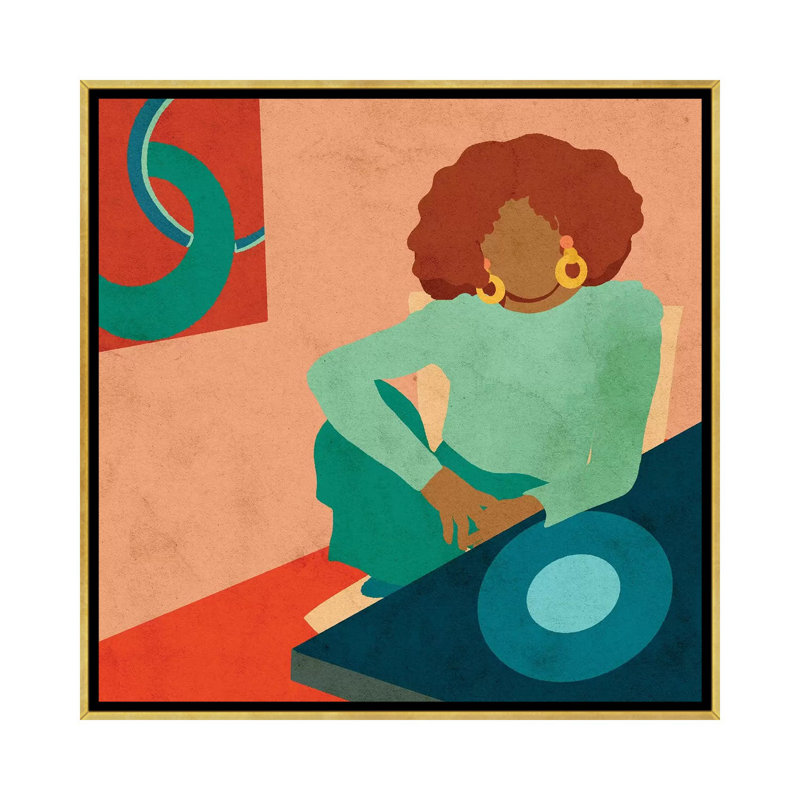 Lolita par Reyna Noriega-impression, H 18 po x l 18 po x 1,5 po, Toile encadrée d'or, Pas de tapis