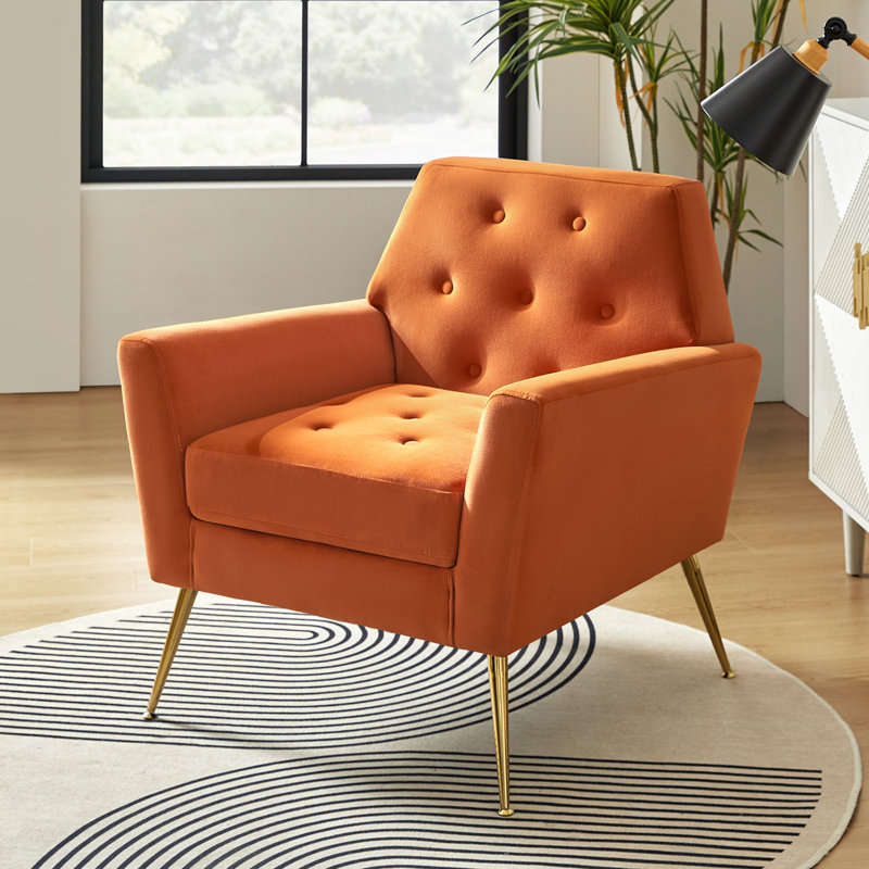 Chaise d'appoint Thaddeus, Velours orange