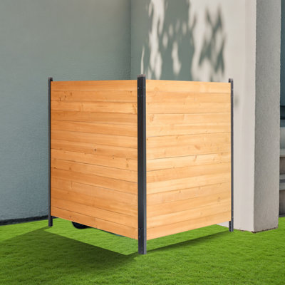 Wooden Privacy Fence 2 Panels Solid Air Conditioner Fence 38" W by Stellweilan Tessberg
