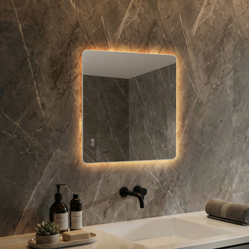 32" x 28" Frameless LED Backlit Bathroom Mirror, 3 Color Dimmable Light, Anti-Fog, Touch Control, Wall Mounted Vanity Mirror
