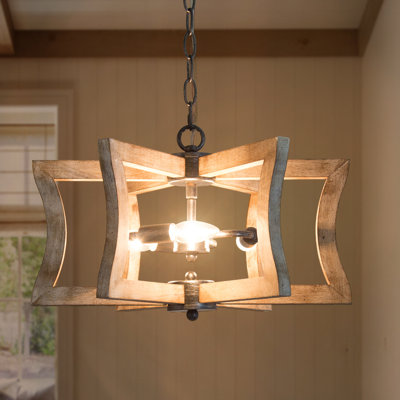 Marcus 3 - Light Unique Geometric Chandelier With Wood Accents