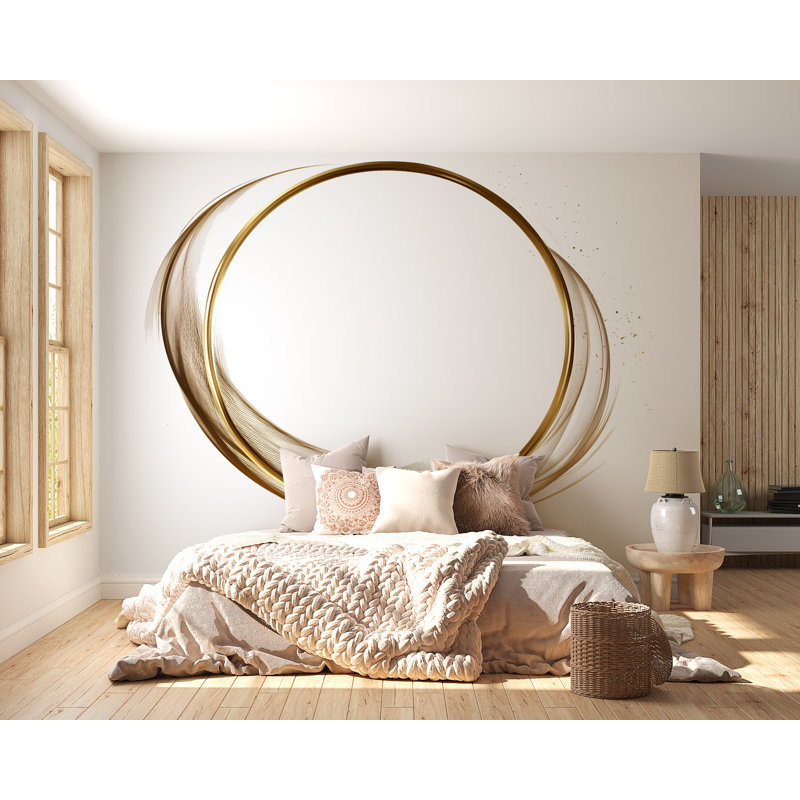Art mural cercle doré, décoration murale abstrait or, art mural moderne minimaliste, décor de chambre à coucher neutre de luxe, art abstrait élégant 251Mv