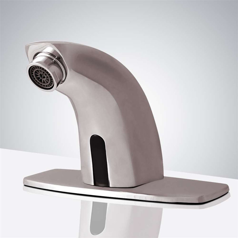 BathSelect Brushed Nickel Touchless Sink Faucet Commercial Grade, Modern Elegance