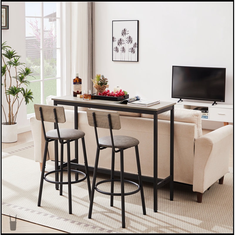 Ensemble de table de bar élégant avec 2 tabourets rembourrés en polyuréthane confortable, parfait pour les petits espaces et les décors modernes